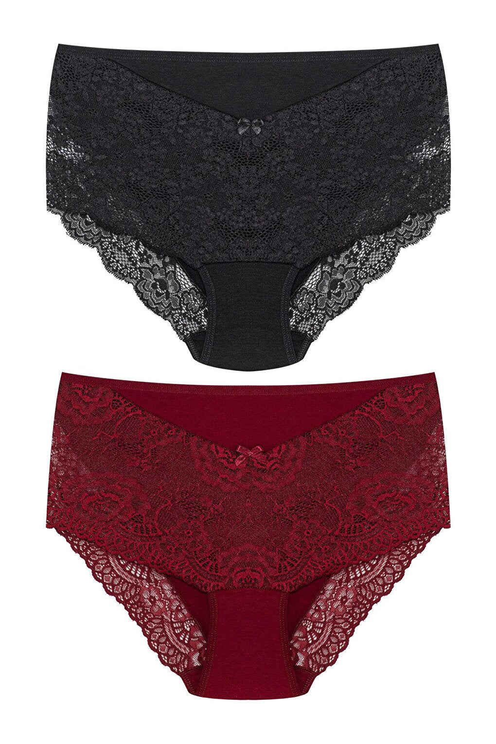 Plus Size Women's Panties with Lace Detail on Front and Leg, 2-pack