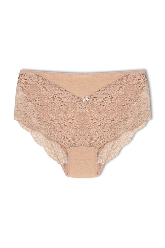 Plus Size Women's Panties with Lace Detail on Front and Leg