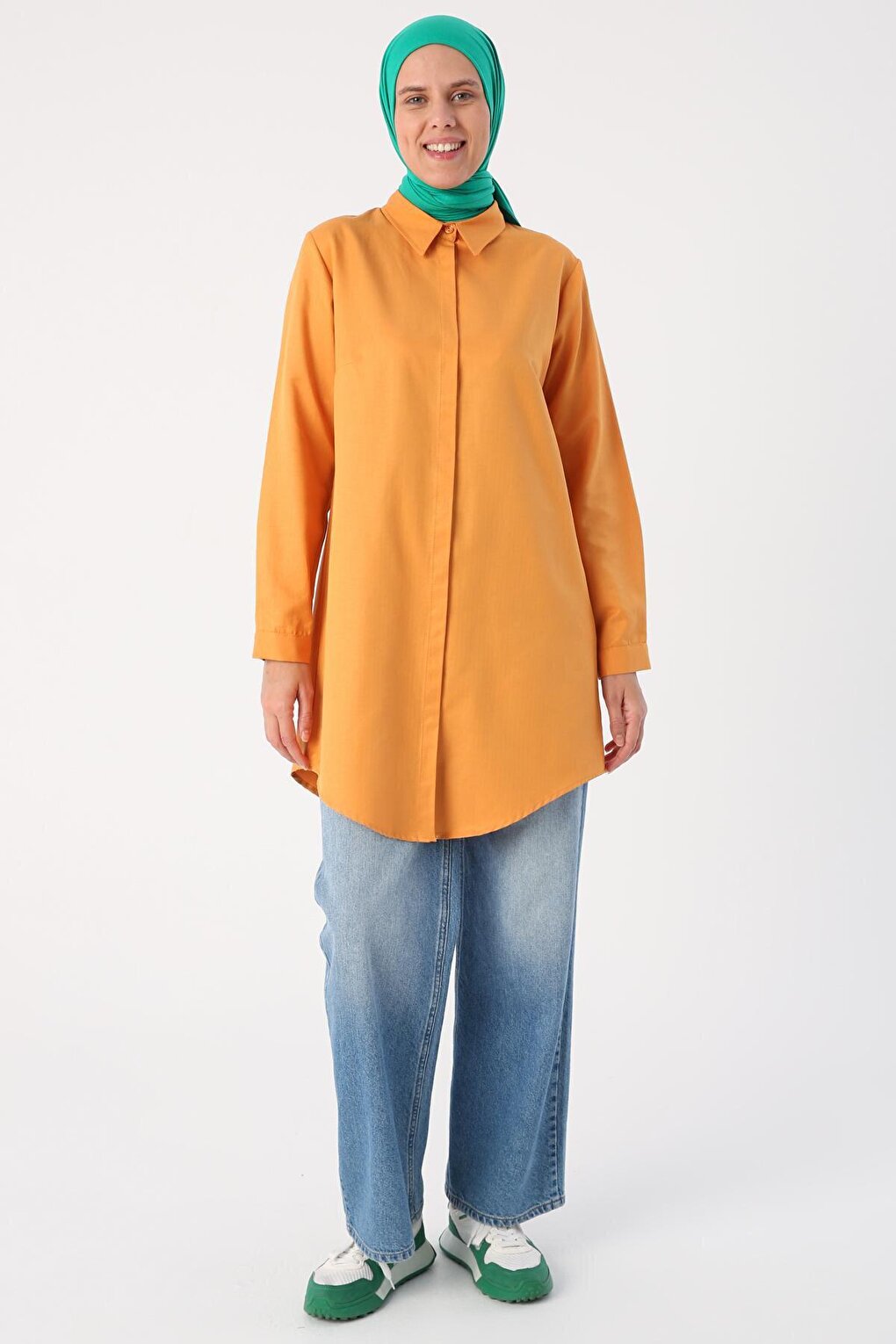 Taba Basic Hidden Placket Shirt Tunic