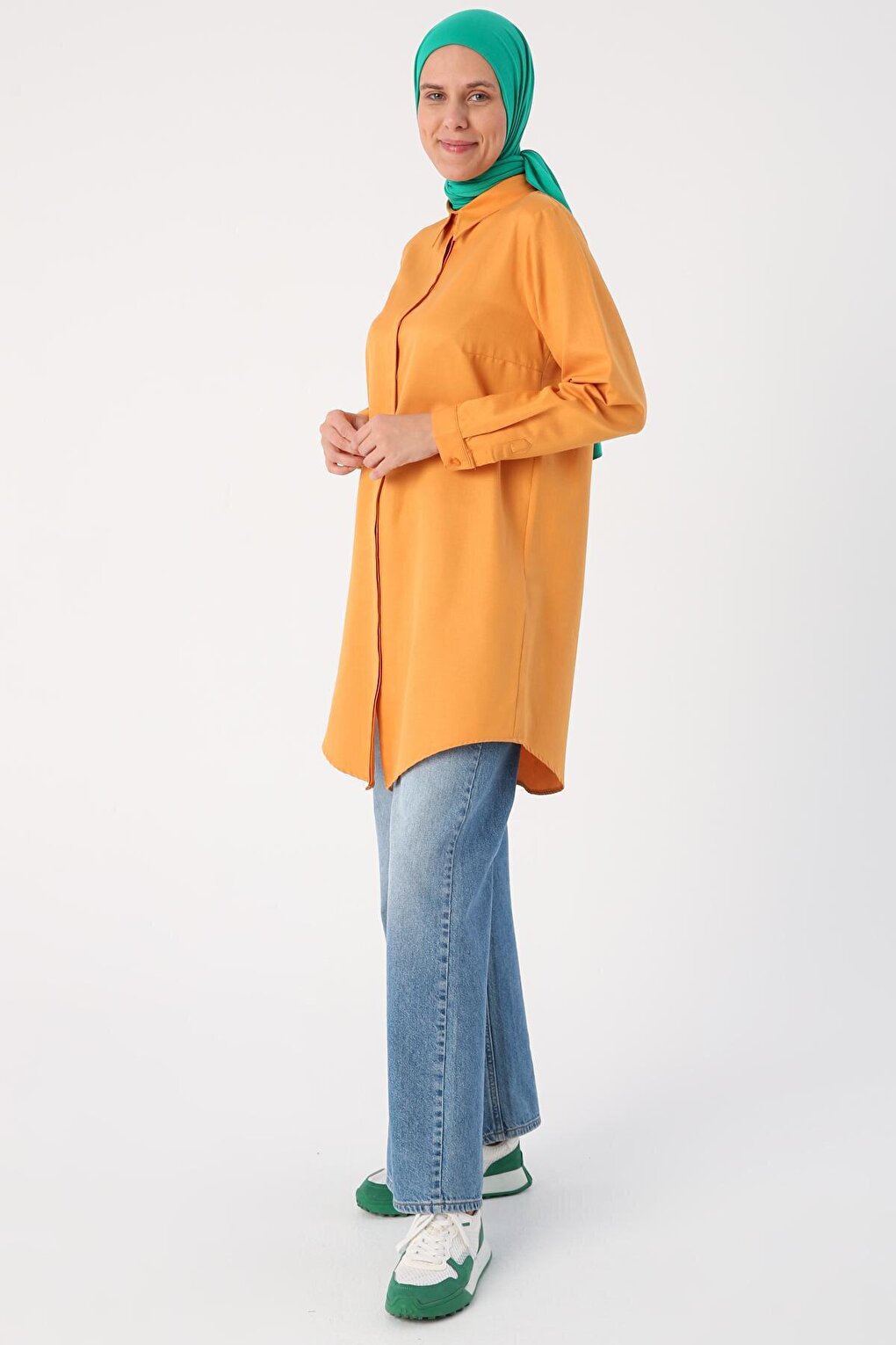 Taba Basic Hidden Placket Shirt Tunic