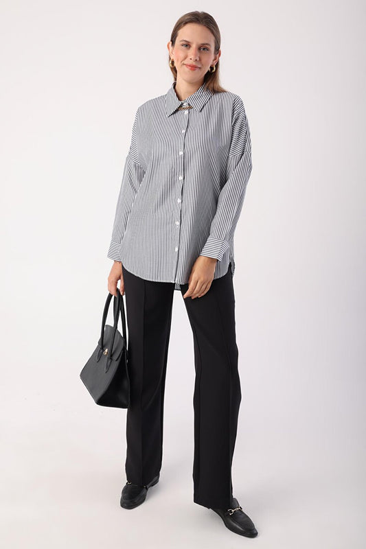 Black-White Oversize Basic Shirt