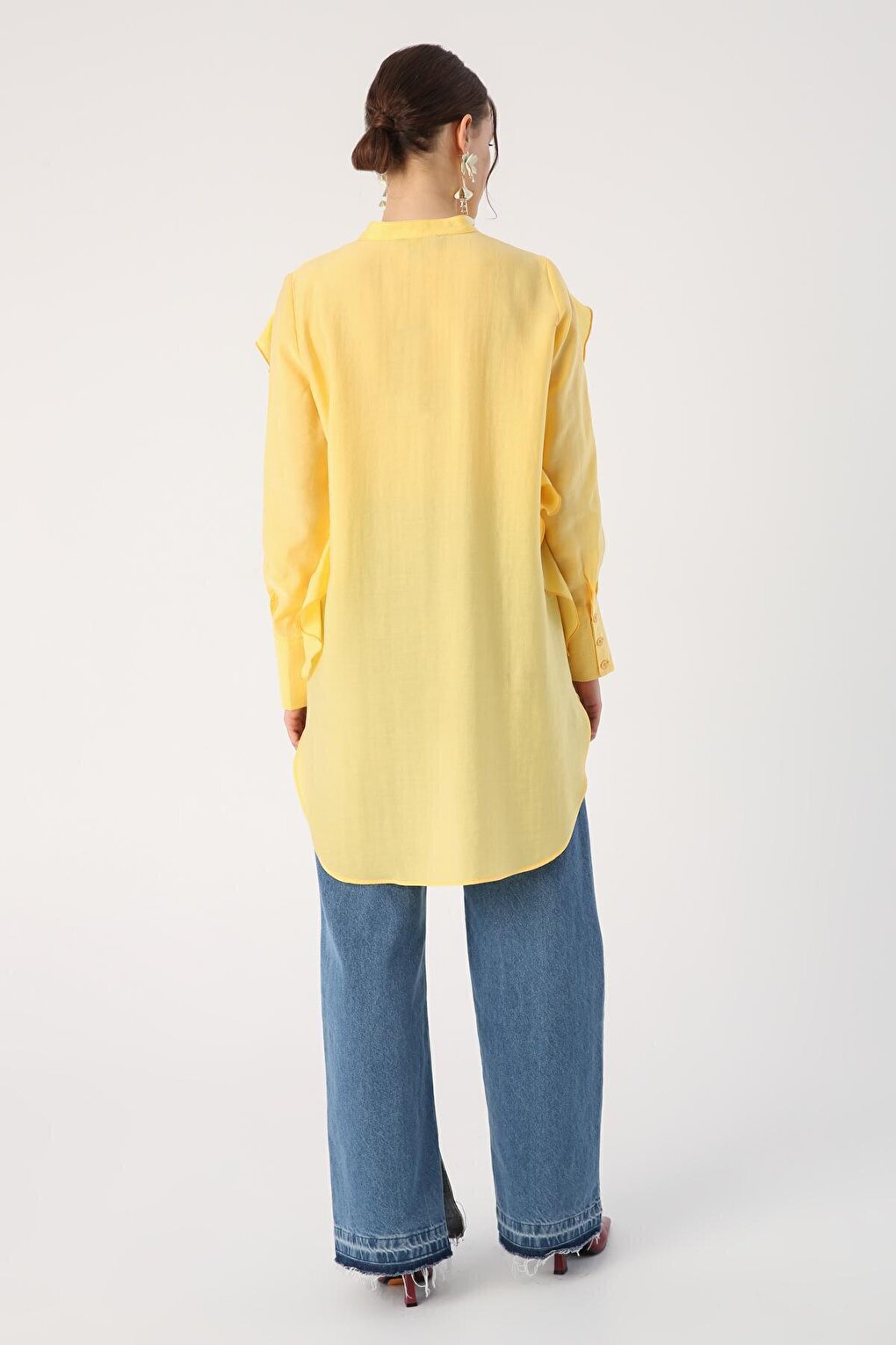 Yellow Flounce Detailed Shirt Tunic