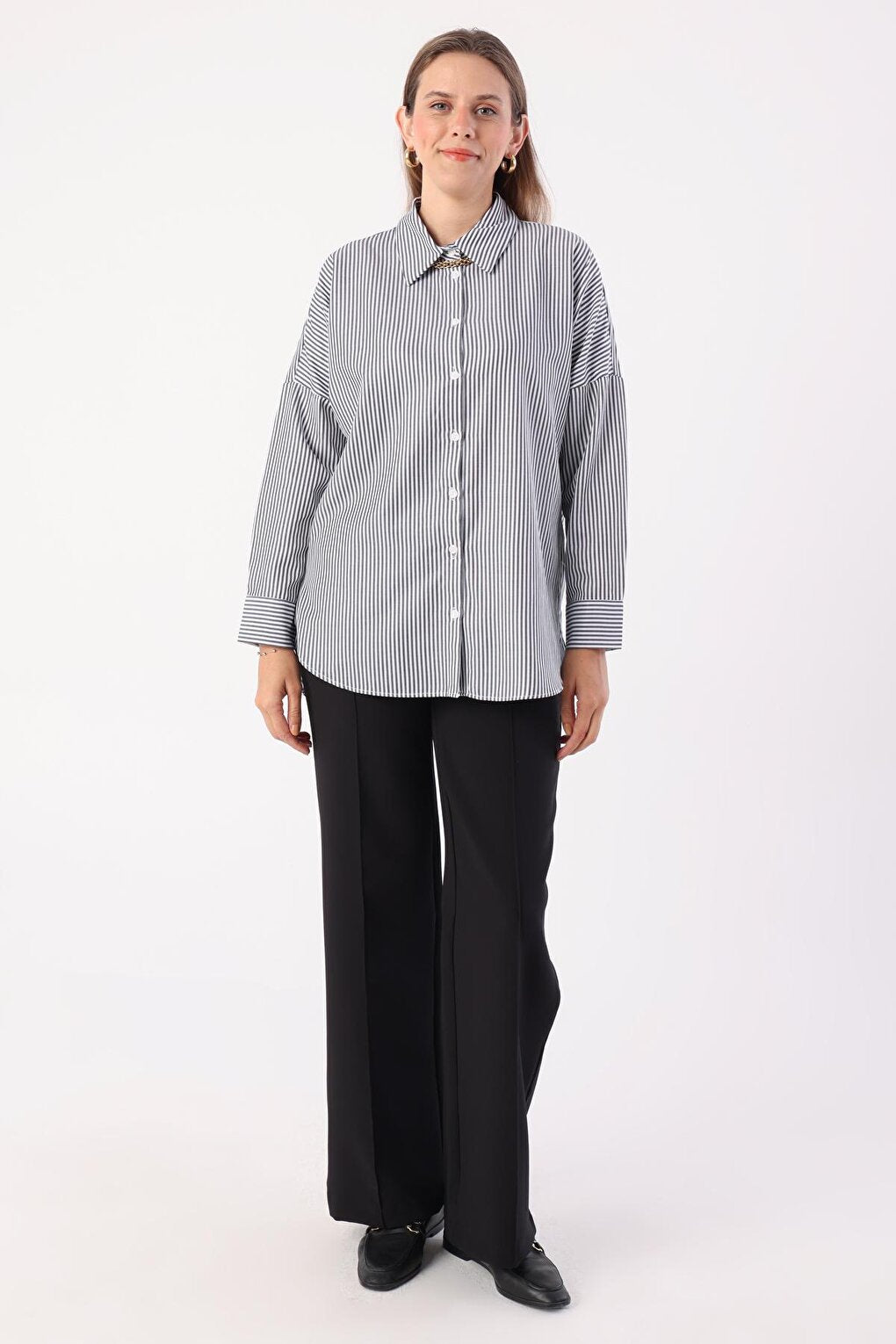 Black-White Oversize Basic Shirt