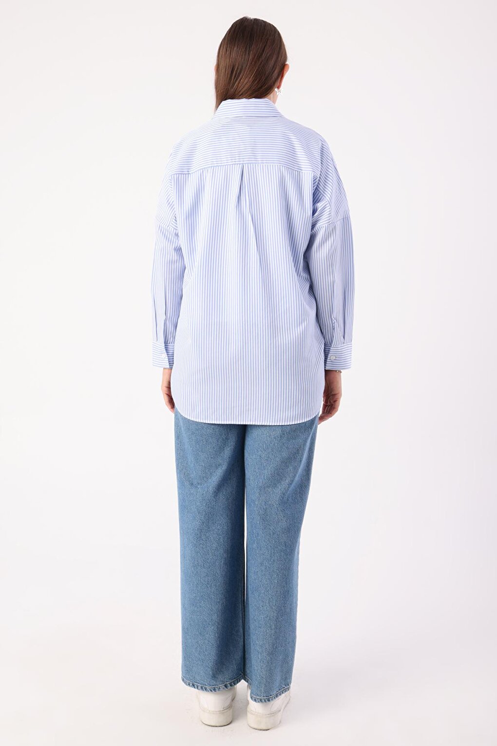 Blue-White Oversize Basic Shirt