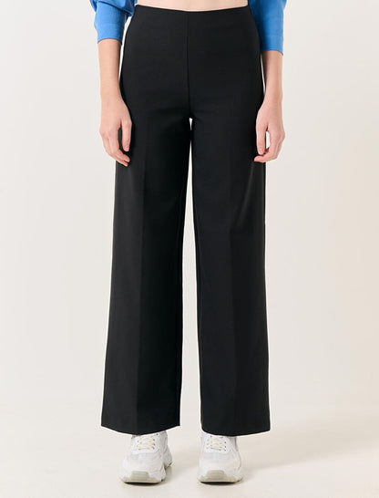 Black High Waist Wide Leg Woven Trousers