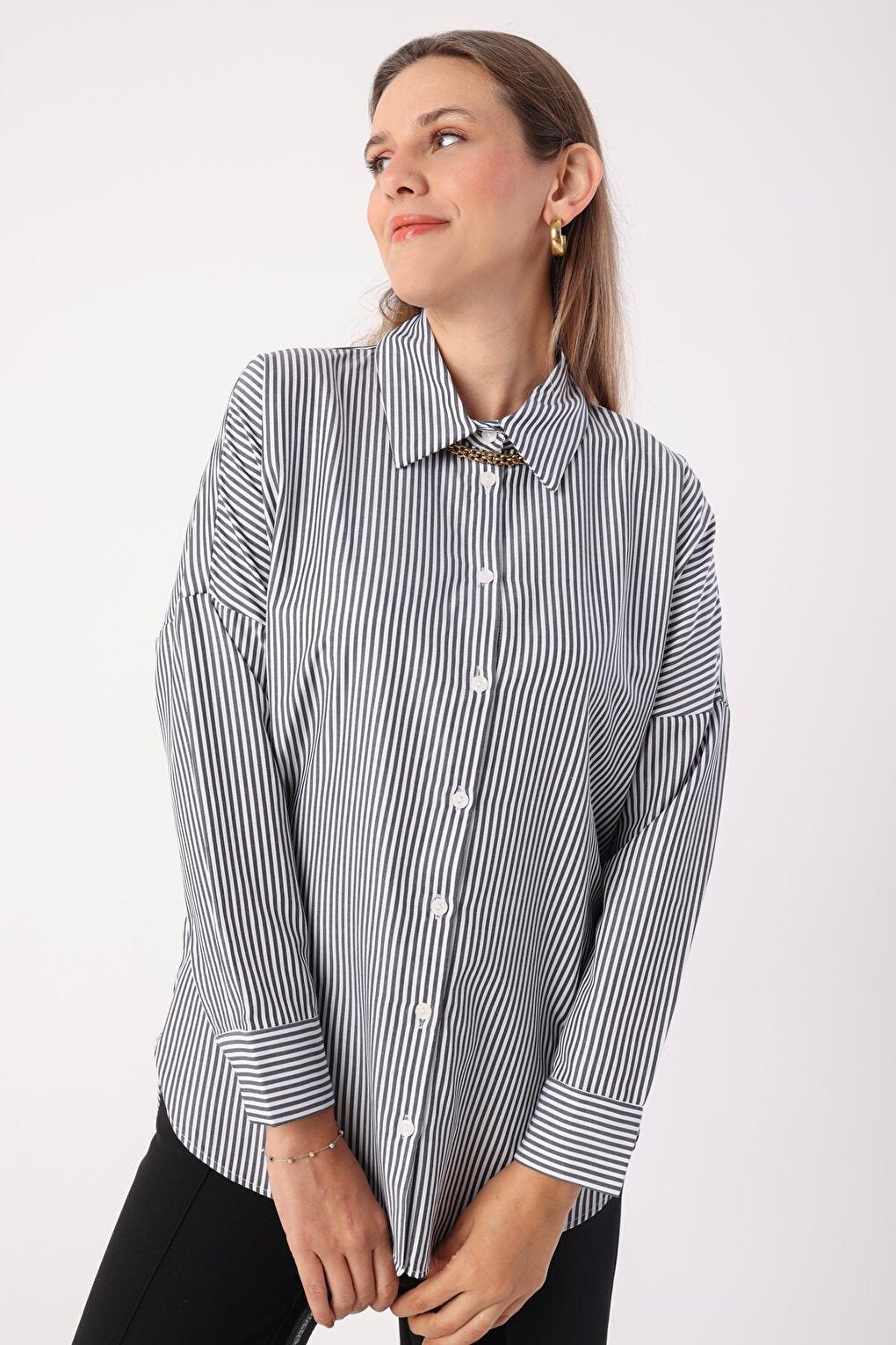 Black-White Oversize Basic Shirt