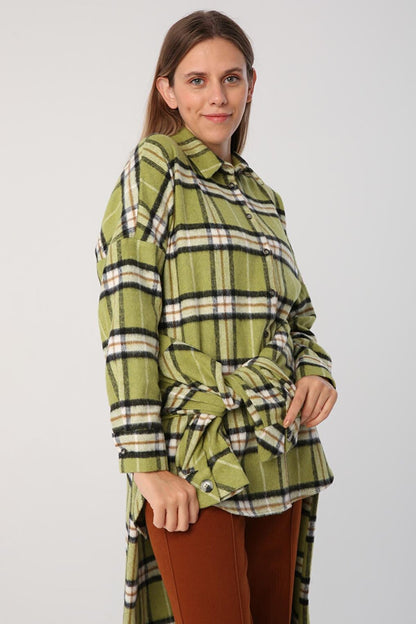 Green-Black Oversize Lumberjack Shirt Tunic