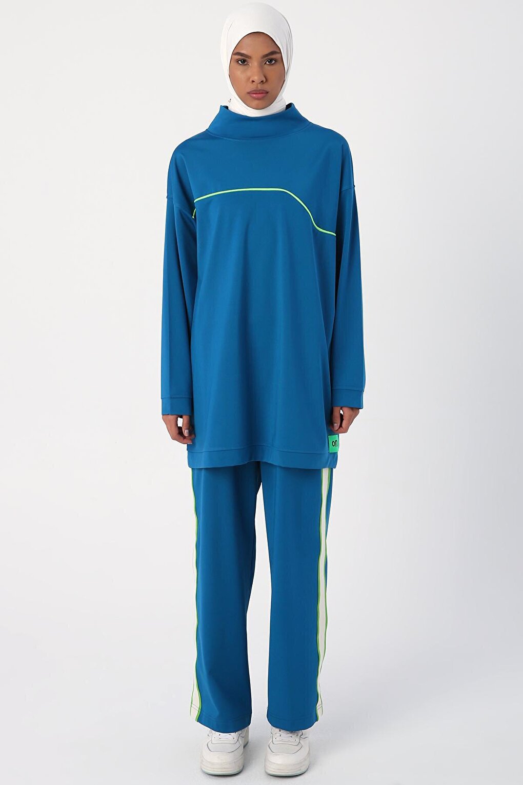 Petrol Neon Detailed Oversize Sweat Tunic