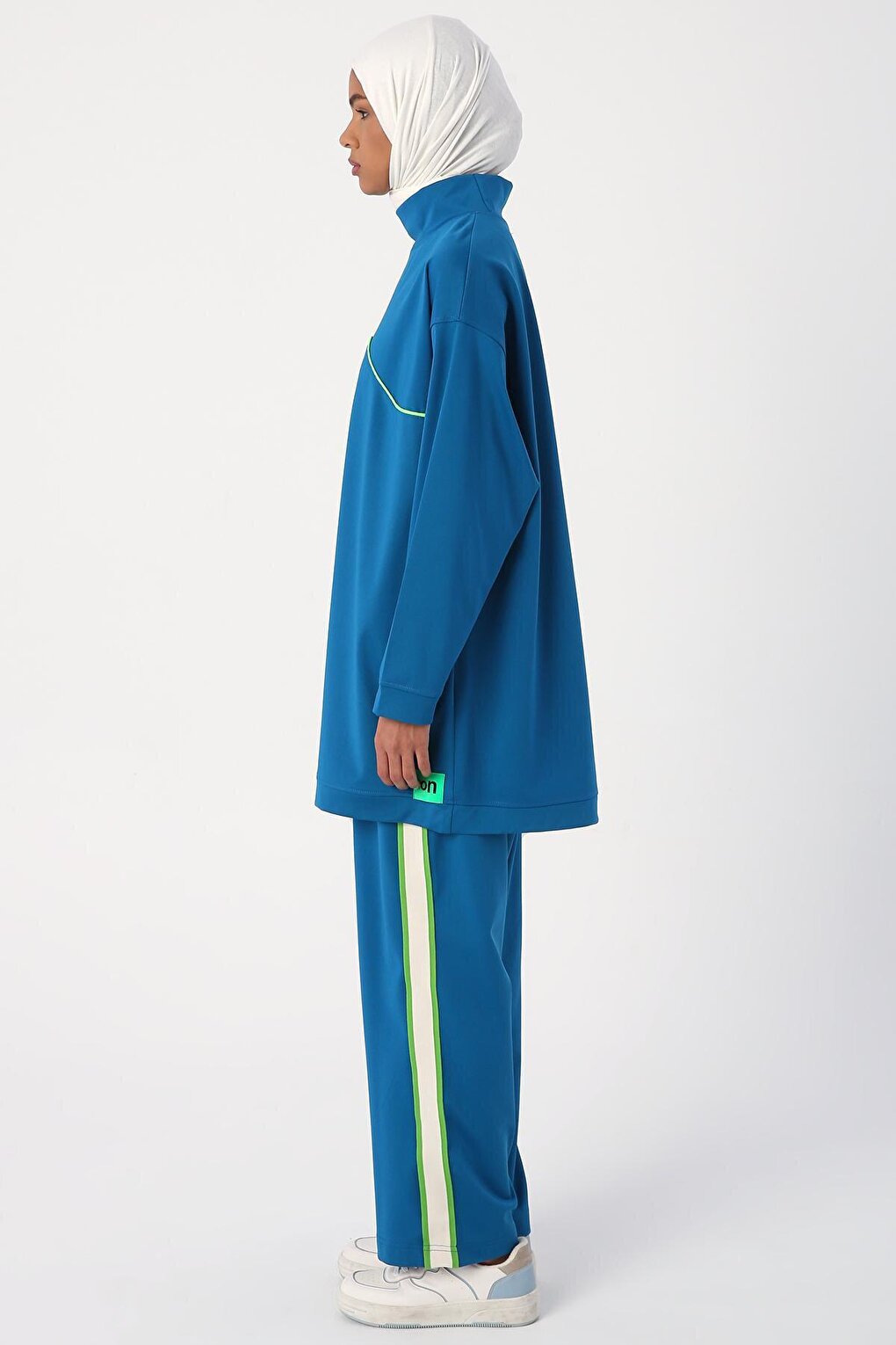 Petrol Neon Detailed Oversize Sweat Tunic