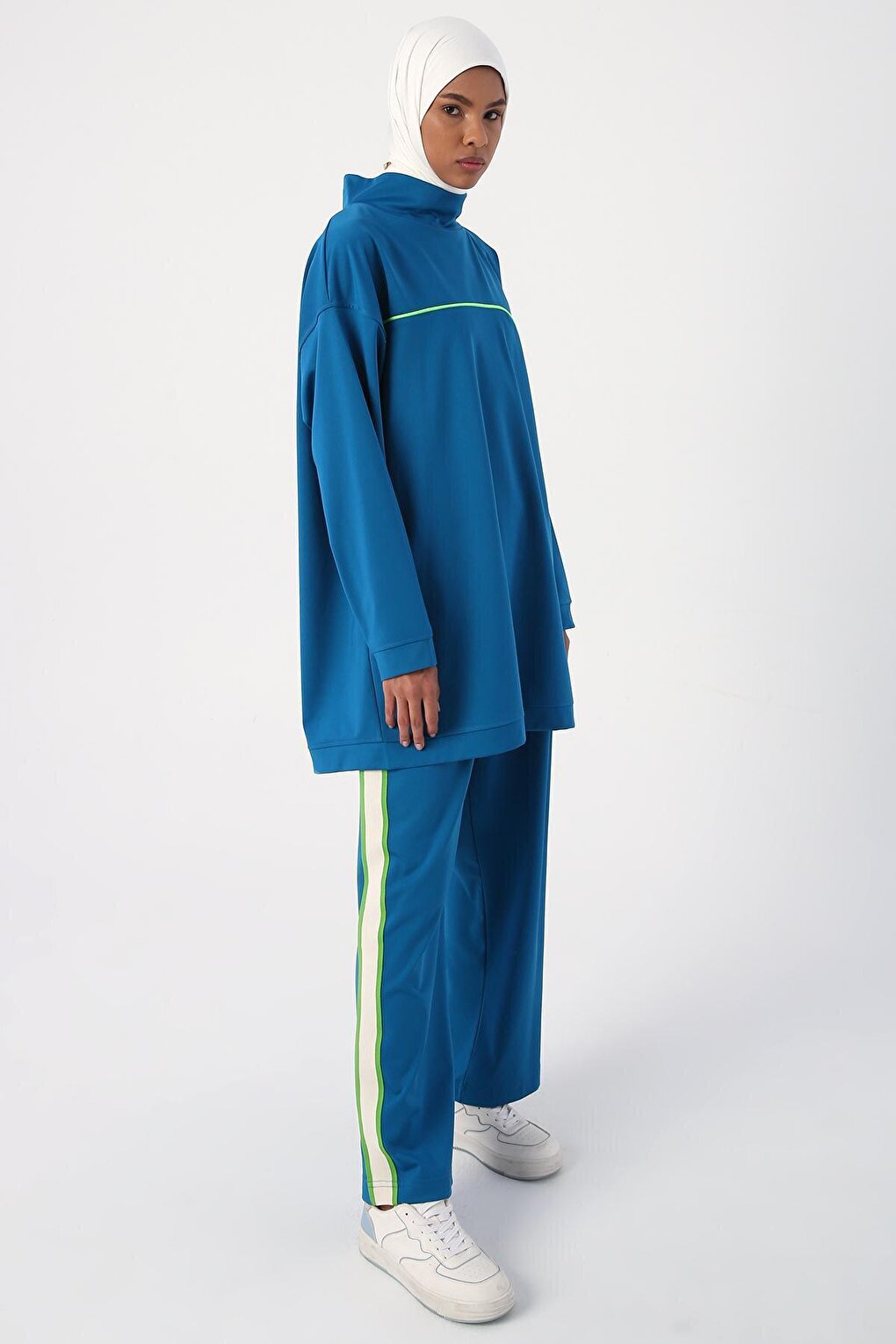 Petrol Neon Detailed Oversize Sweat Tunic