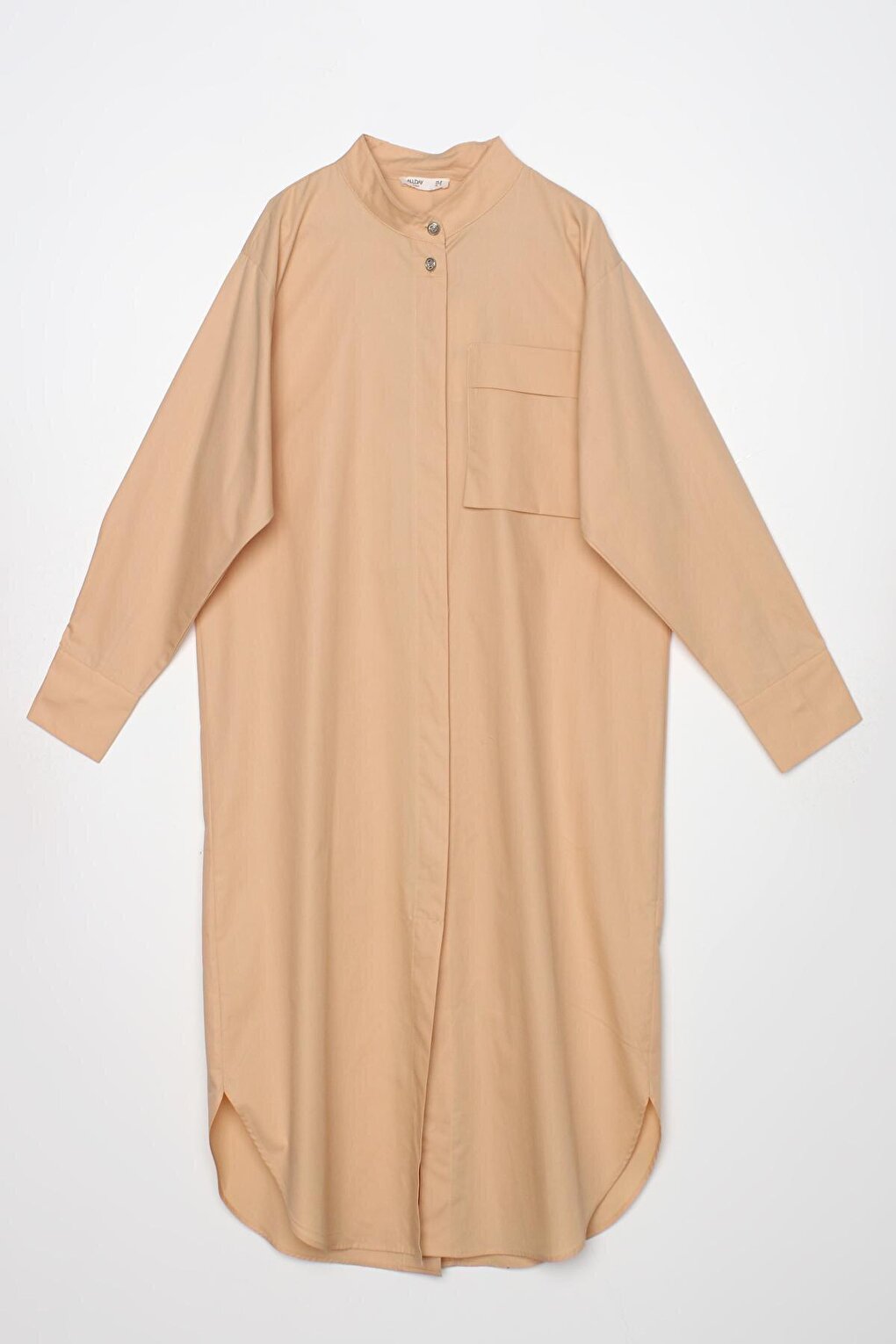 Beige01 100% Cotton Magnificent Collar Single Pocket Tunic