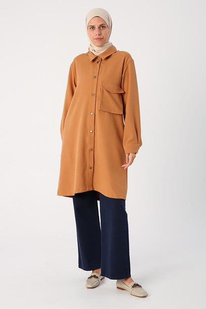 Soil Single Pocket Snap Fastener Shirt Tunic