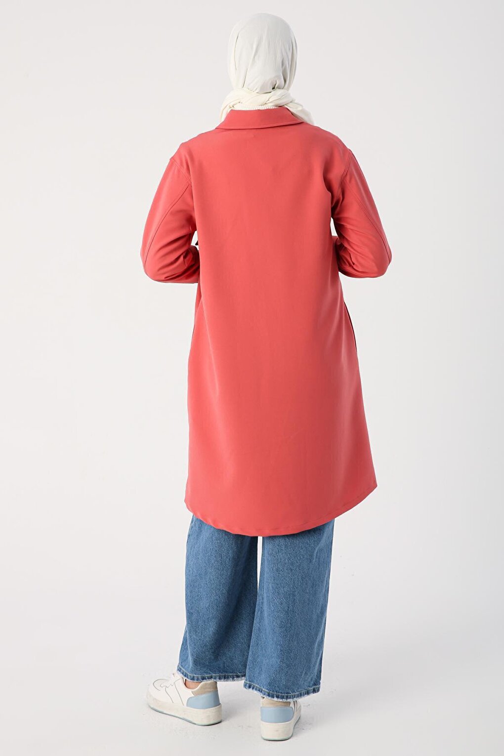 New Rose Single Pocket Snap Fastener Shirt Tunic