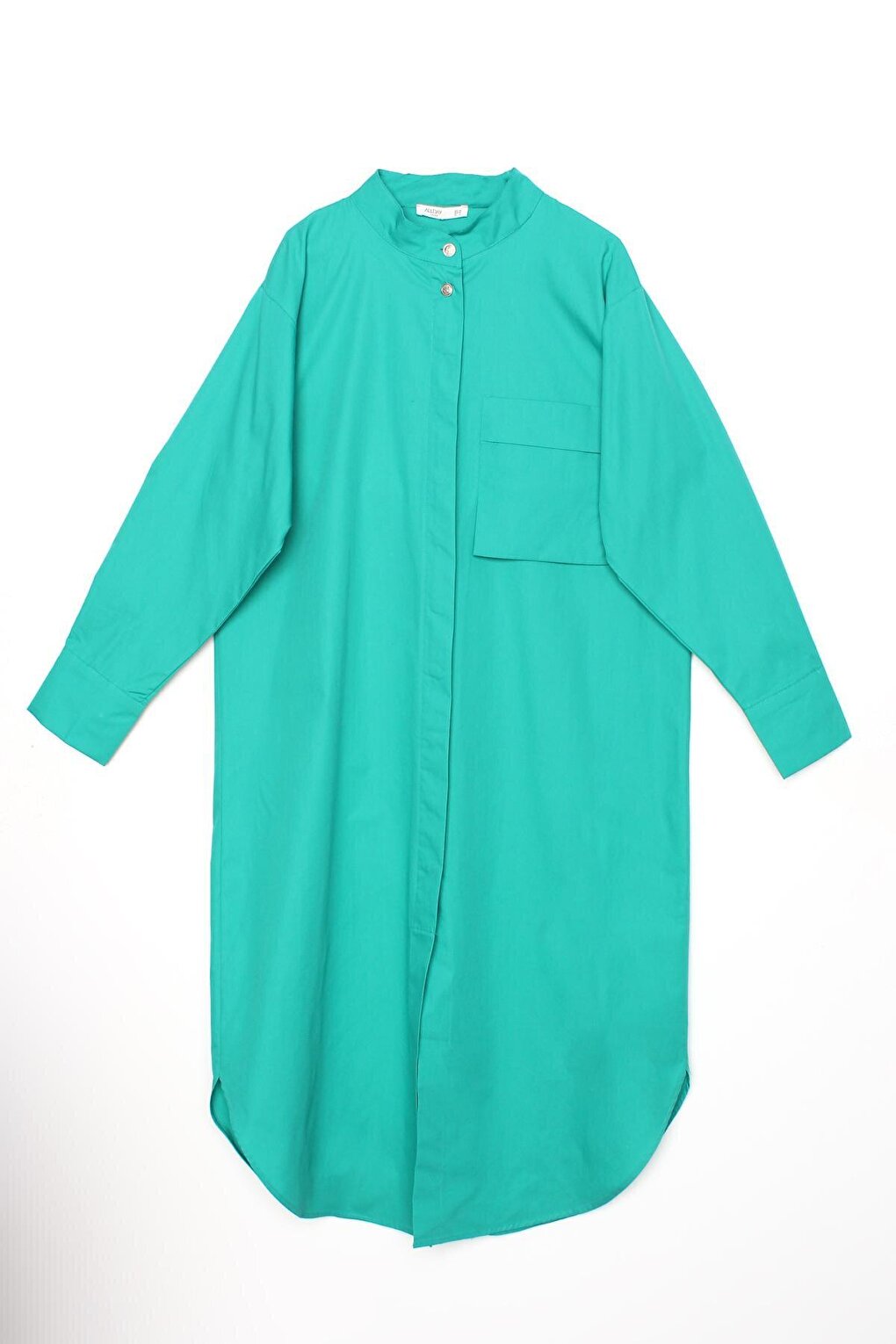 Green01 100% Cotton Magnificent Collar Single Pocket Tunic