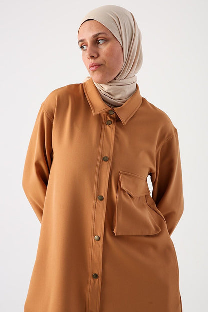 Soil Single Pocket Snap Fastener Shirt Tunic