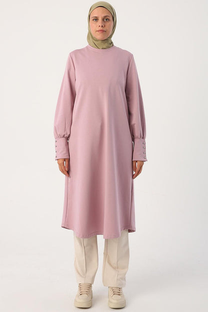 Soft Lilac High Cuff Comfortable Knitted Long Tunic