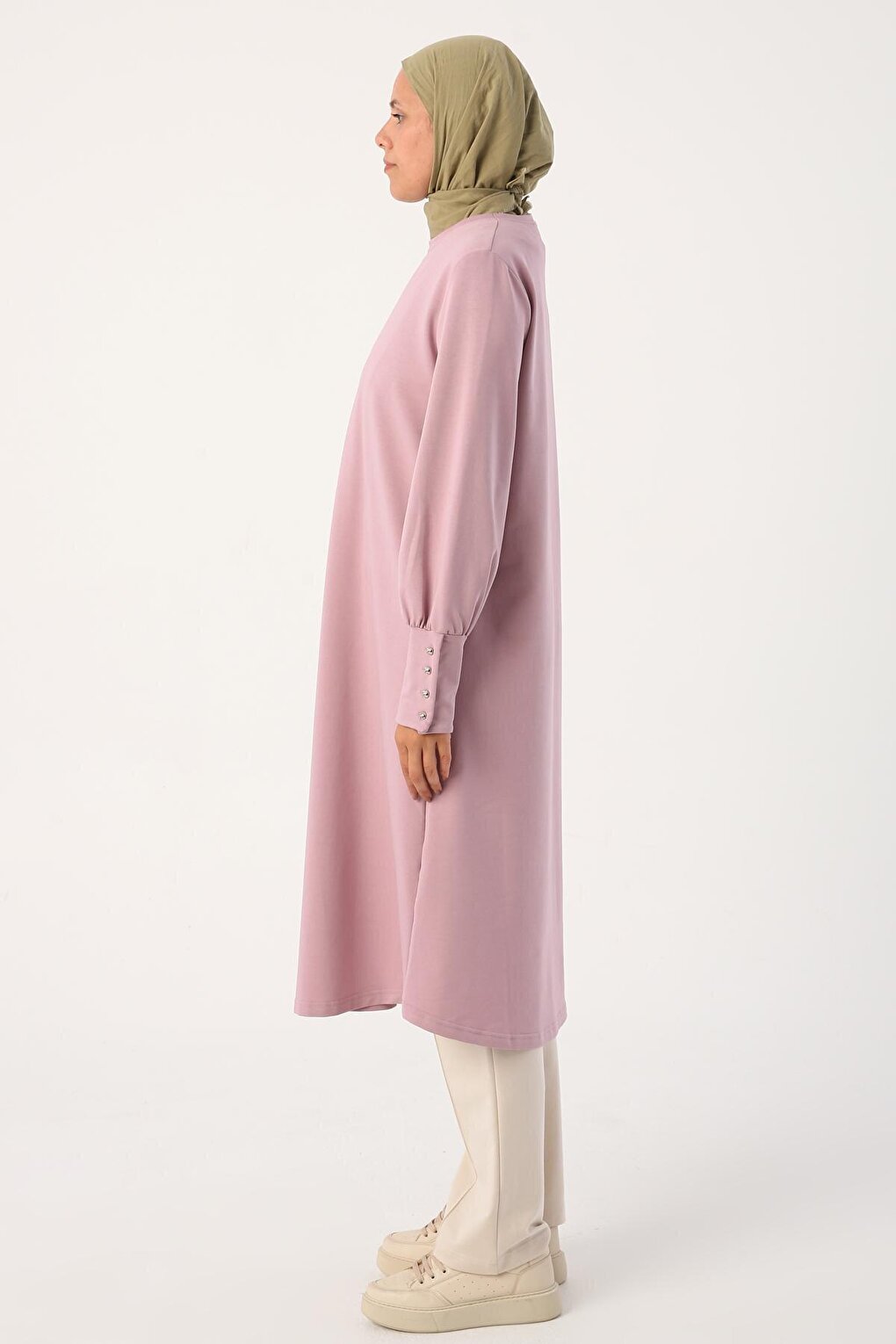 Soft Lilac High Cuff Comfortable Knitted Long Tunic