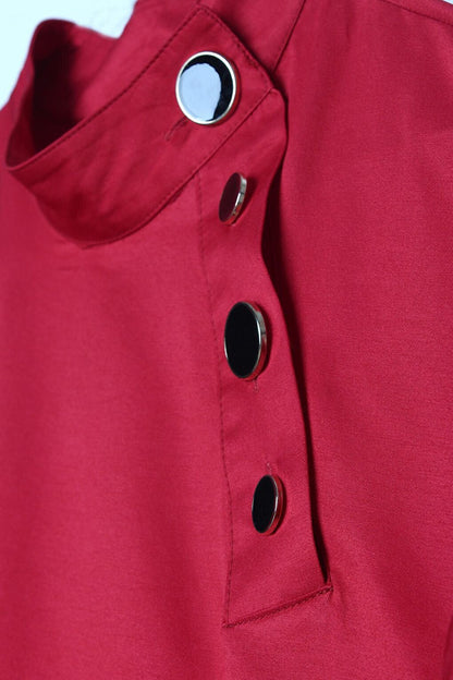 Red Stylish Button Detailed Tunic