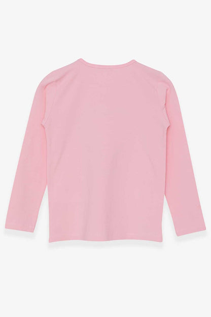 Girl's Long Sleeve T-Shirt Heart Tulle Embroidered Powder (9-12 Years)