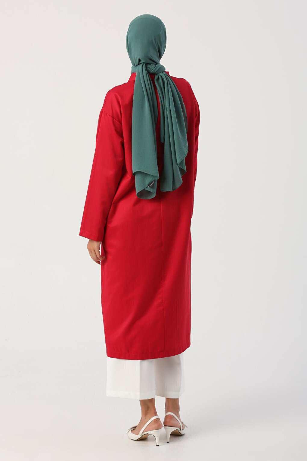 Red Collar Knotted Chain Long Tunic