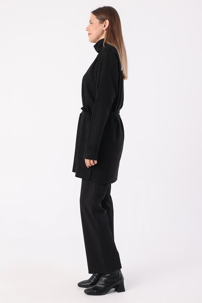 Black Belted Turtleneck Tunic