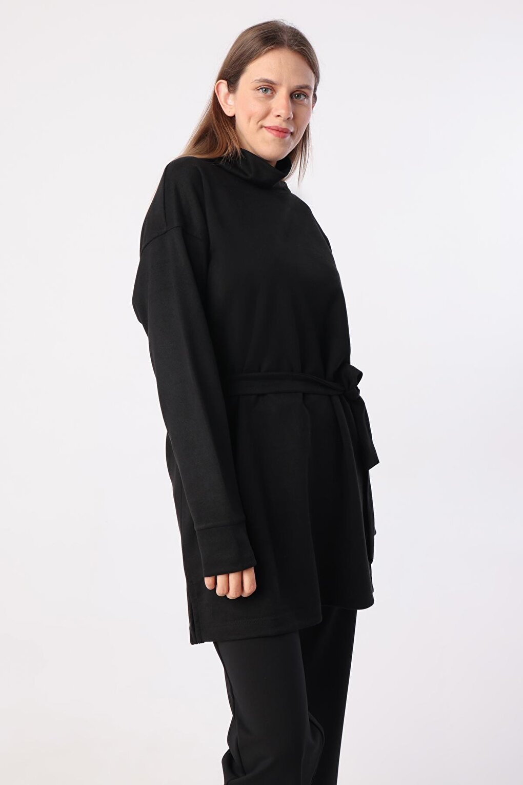 Black Belted Turtleneck Tunic