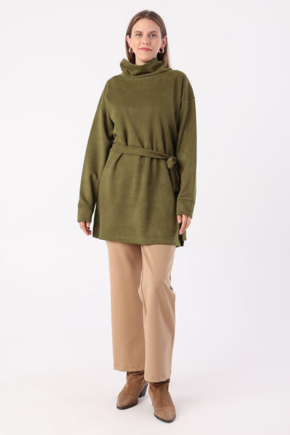 Green Belted Turtleneck Tunic