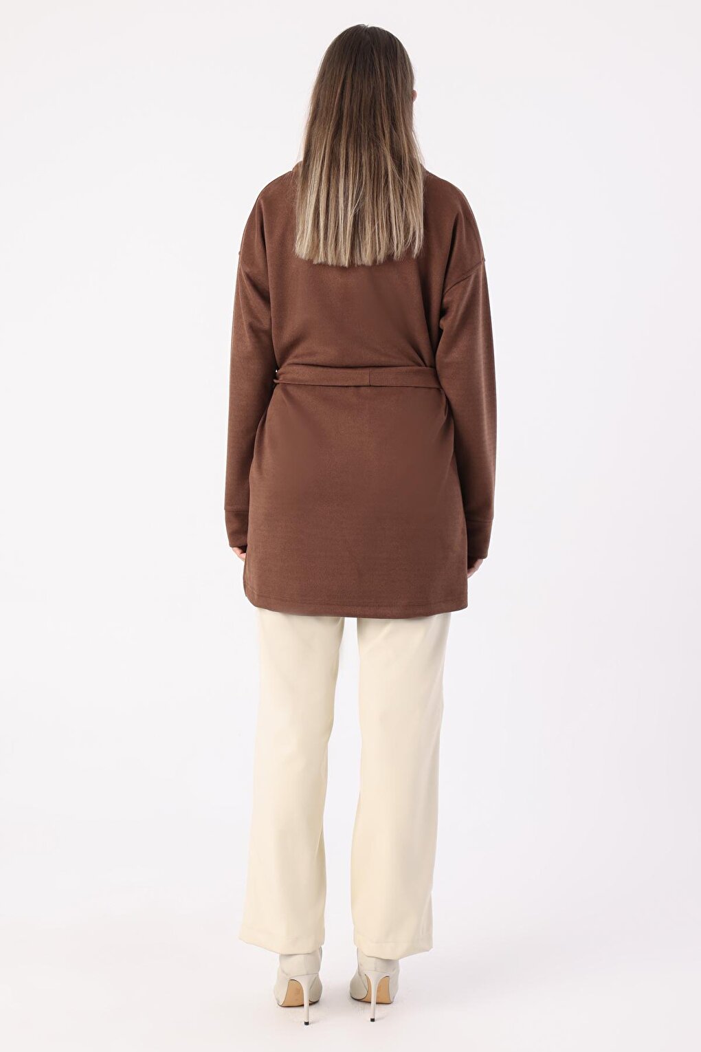 Brown Belted Turtleneck Tunic