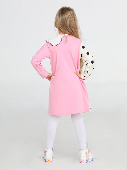 Polka Dot Asymmetric Ruffle Girl's Dress