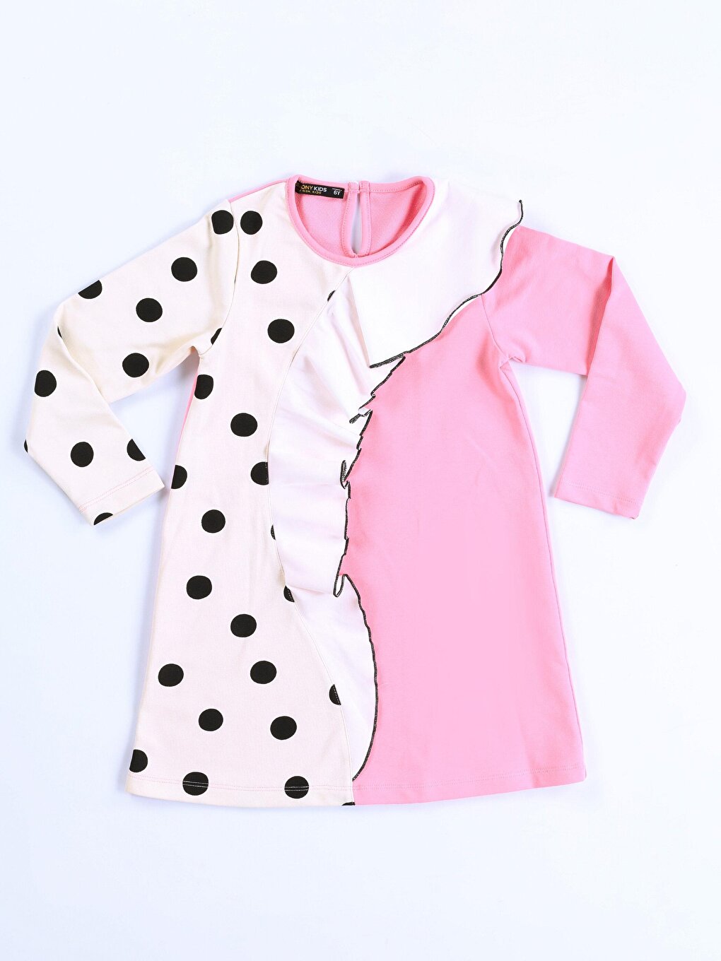 Polka Dot Asymmetric Ruffle Girl's Dress