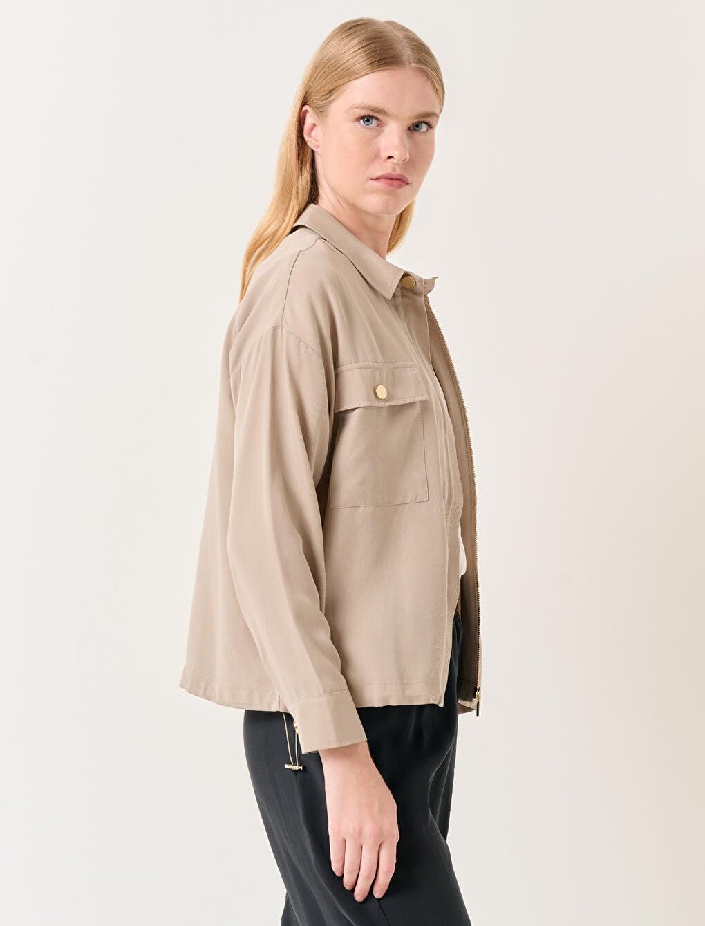 Mink Long Sleeve Woven Jacket