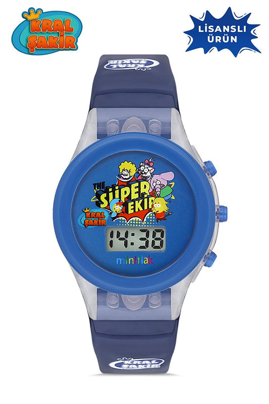 MiniFlak Licensed Kral Şakir KS7210 Illuminated Blue Boy's Wristwatch