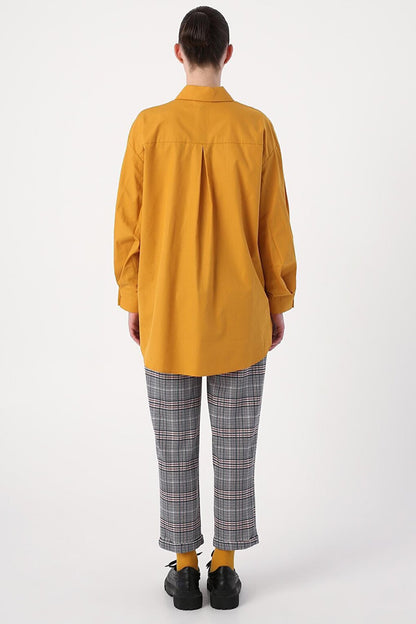 Mustard Oversize Sleeve Pleat Detailed Shirt Tunic