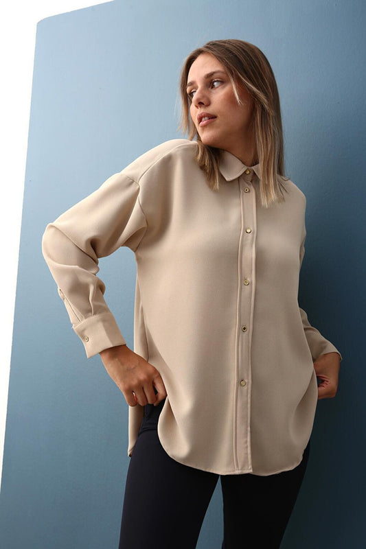 Beige Casual Shirt Tunic