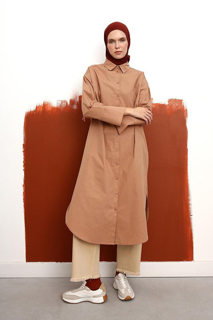 Soil 100% Cotton Slit Long Shirt Tunic