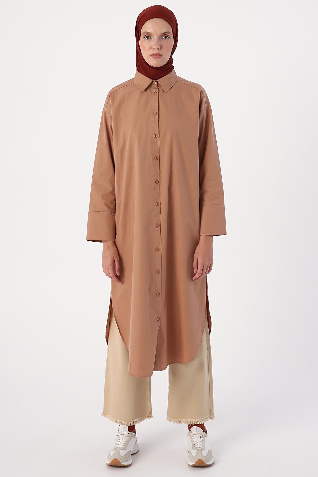 Soil 100% Cotton Slit Long Shirt Tunic