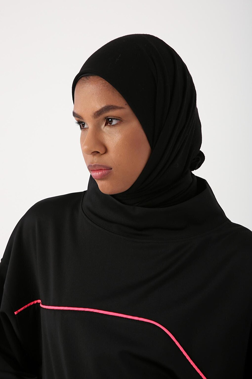 Black Neon Detailed Oversize Sweat Tunic