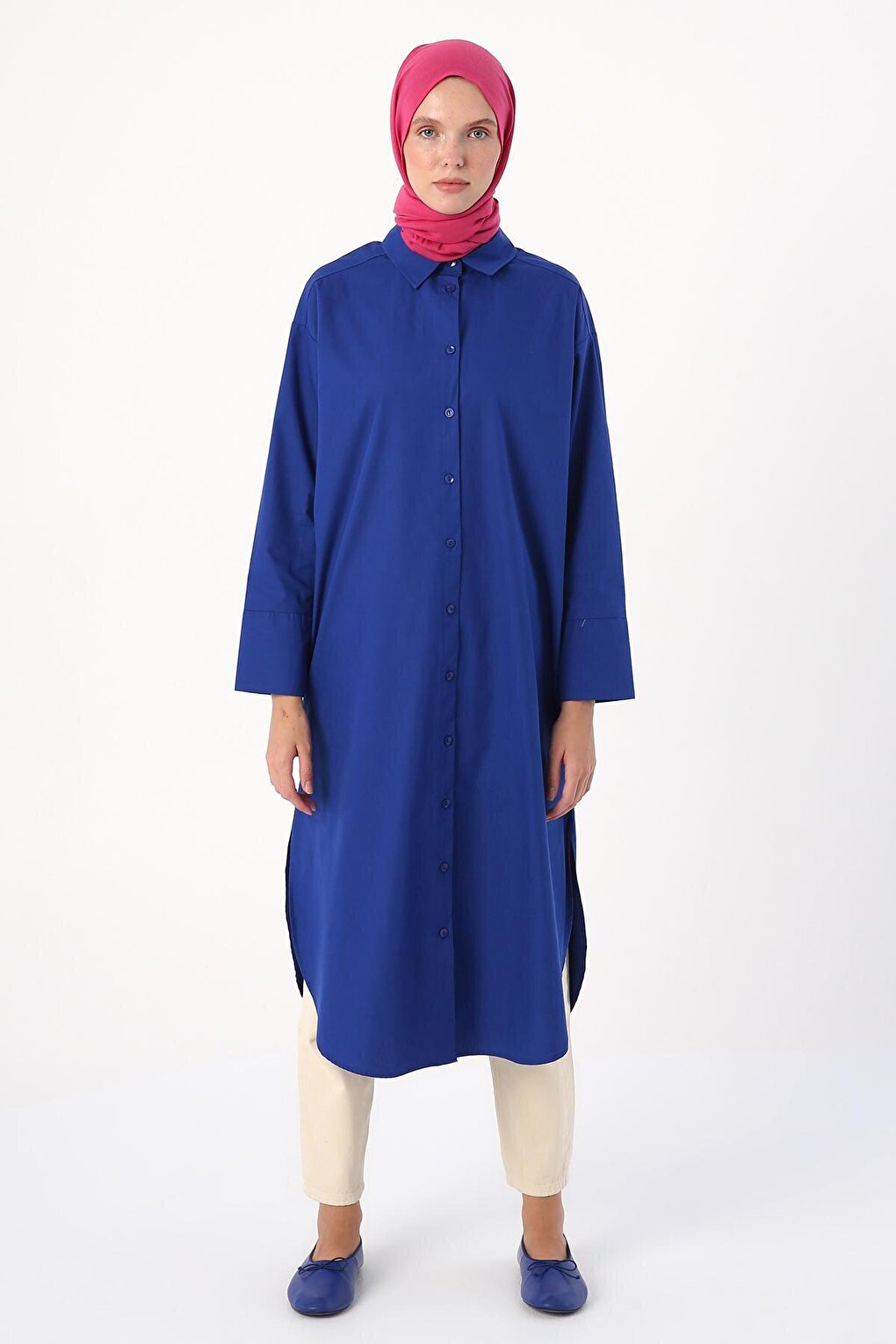 Saks 100% Cotton Slit Long Shirt Tunic