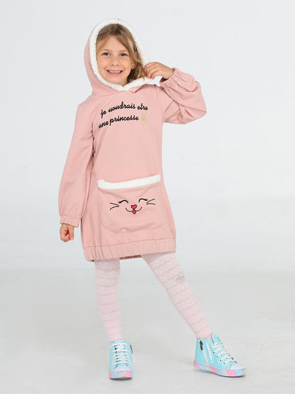 Salmon Fluffy Princess Hoodie Dress