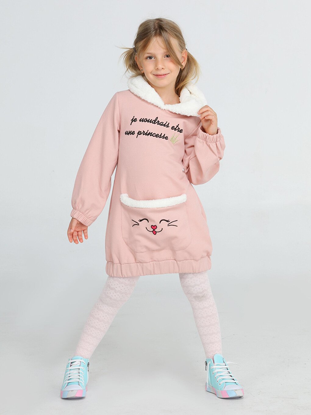 Salmon Fluffy Princess Hoodie Dress