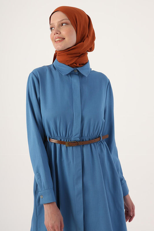 Dark Blue Belted Shirt Tunic