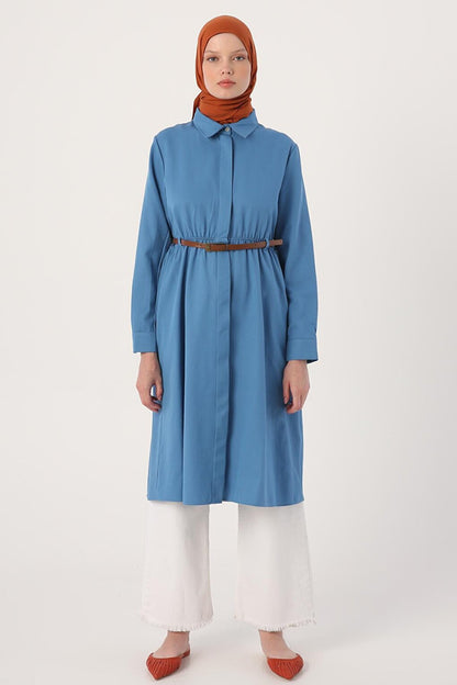 Dark Blue Belted Shirt Tunic