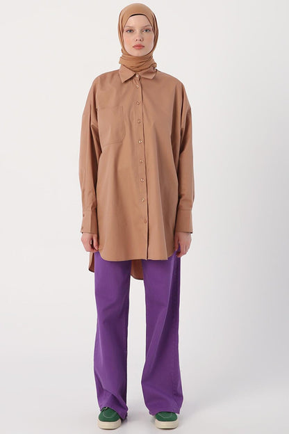 Soil 100% Cotton Oversize Pocketed Shirt Tunic