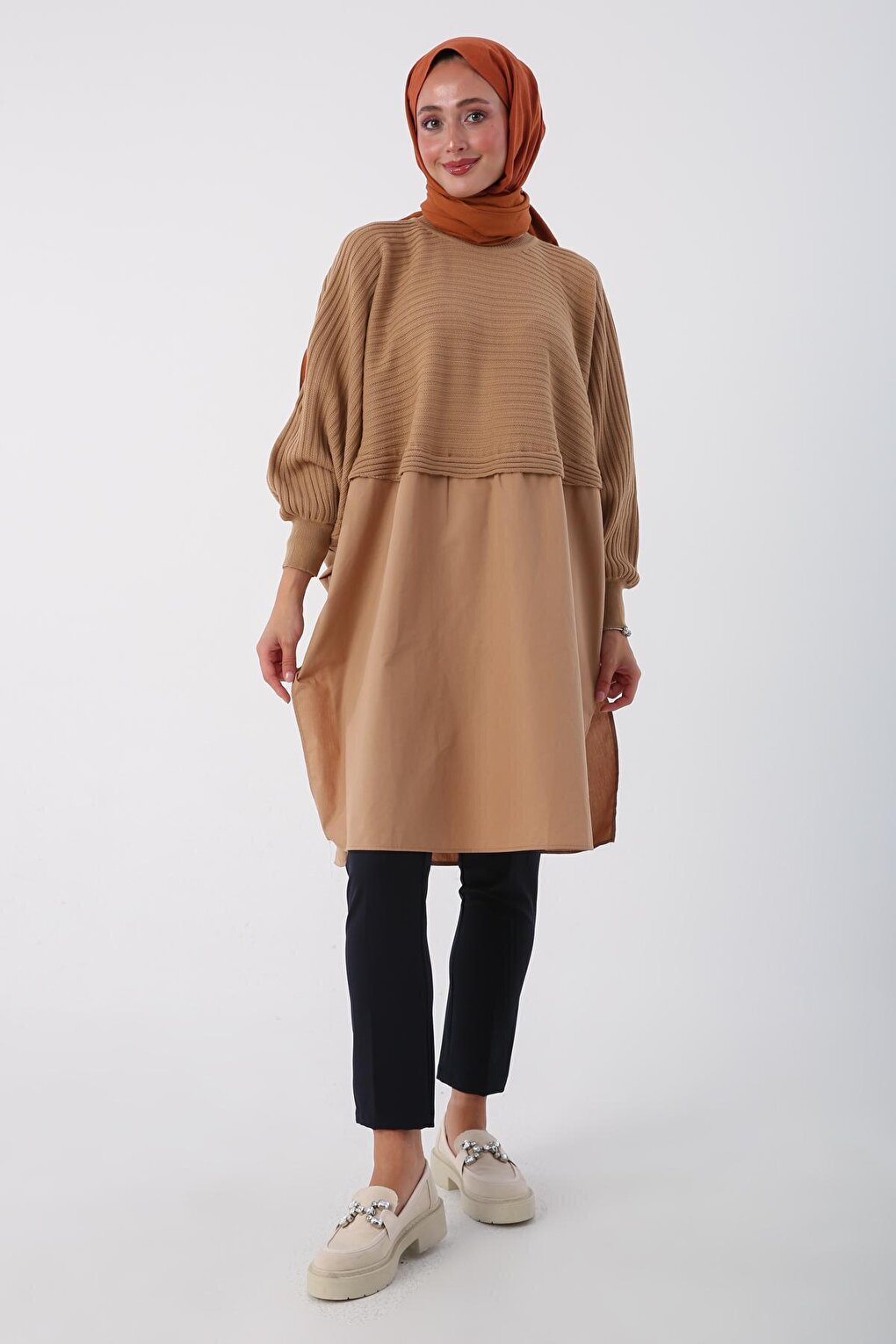 Soil Woven Garnished Knitwear Tunic