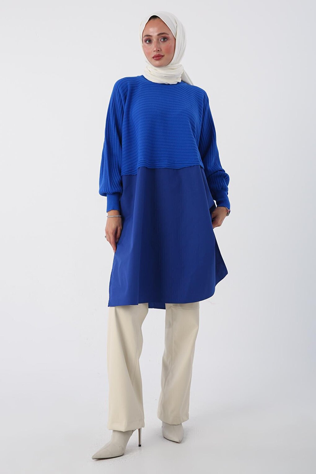 Saks Woven Garnished Knitwear Tunic