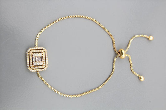 Gold Zircon Baguette Stone Elevator Bracelet