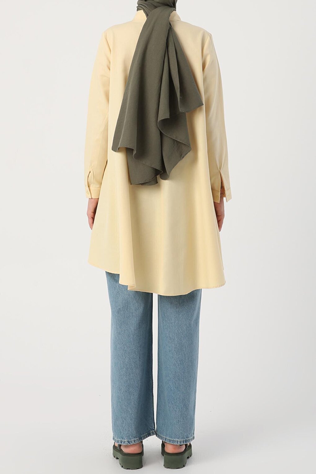 Light Yellow Basic Flared Shirt Tunic