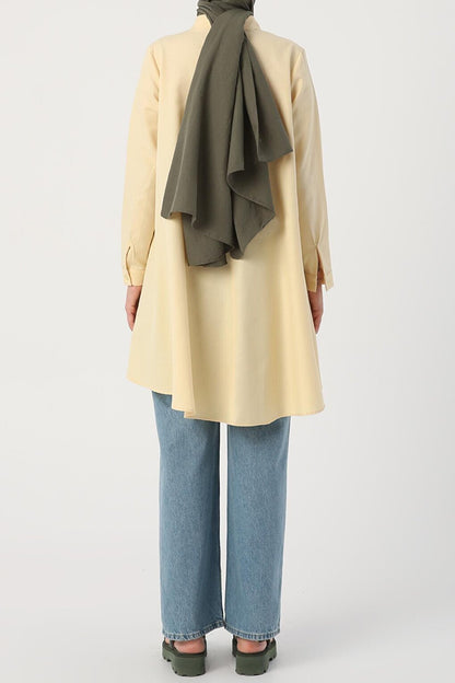 Light Yellow Basic Flared Shirt Tunic