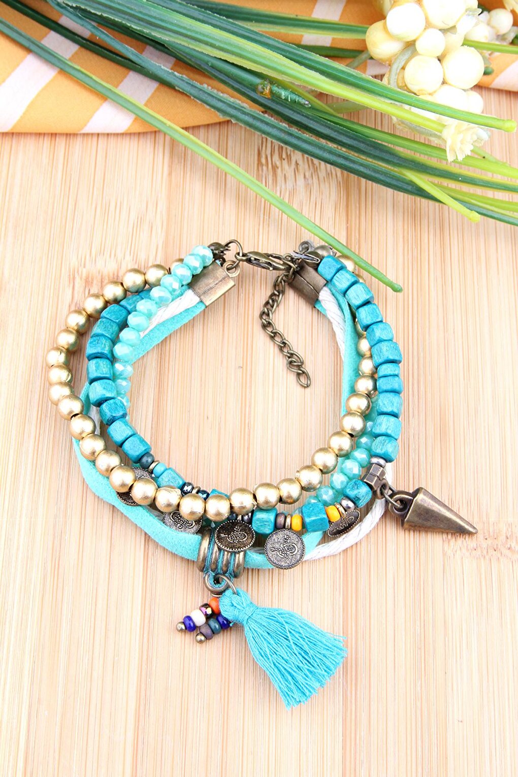 Turquoise Tassel Ethnic Bracelet