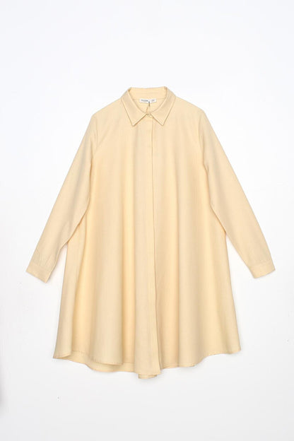 Light Yellow Basic Flared Shirt Tunic